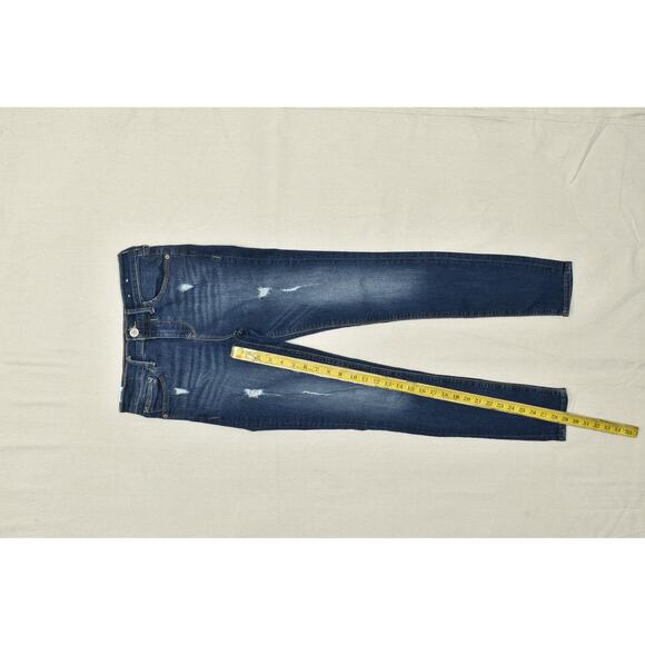 EXPRESS Distressed Mid Rise Legging Skinny Jeans Women's Juniors Size 2R Blue - Picture 2 of 8
